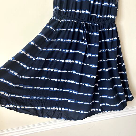 Torrid Mini Challis Tie-Front Skater Dress Size 1X Plus Blue Tie Dye Stripe - Picture 4 of 8